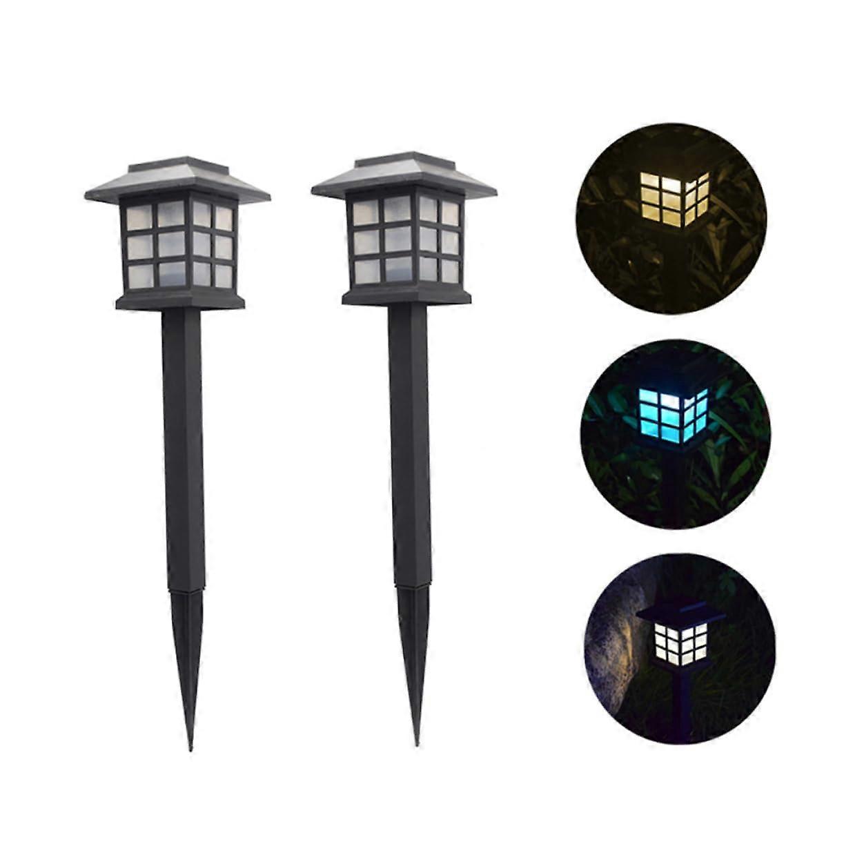 2pcs Solar Garden Lights Color Changing Waterproof LED Path Landscape Lighting for Patio Walkway