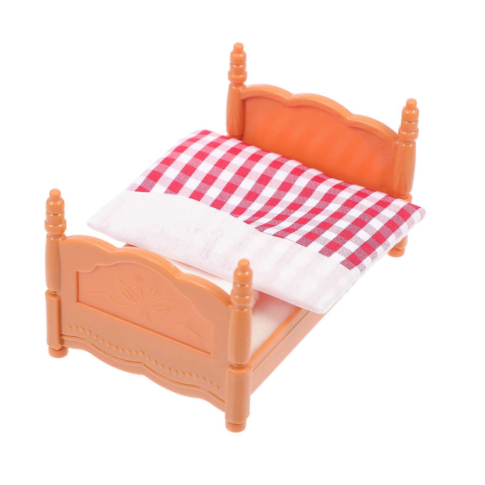 Mini House Adornment for Decor 2Sets DIY Bed Model for Scene Layout