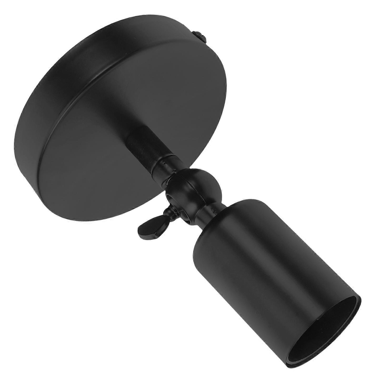 Black Wall Light Socket Threaded Lamp Socket Iron Holder 1Set for Light Bulb