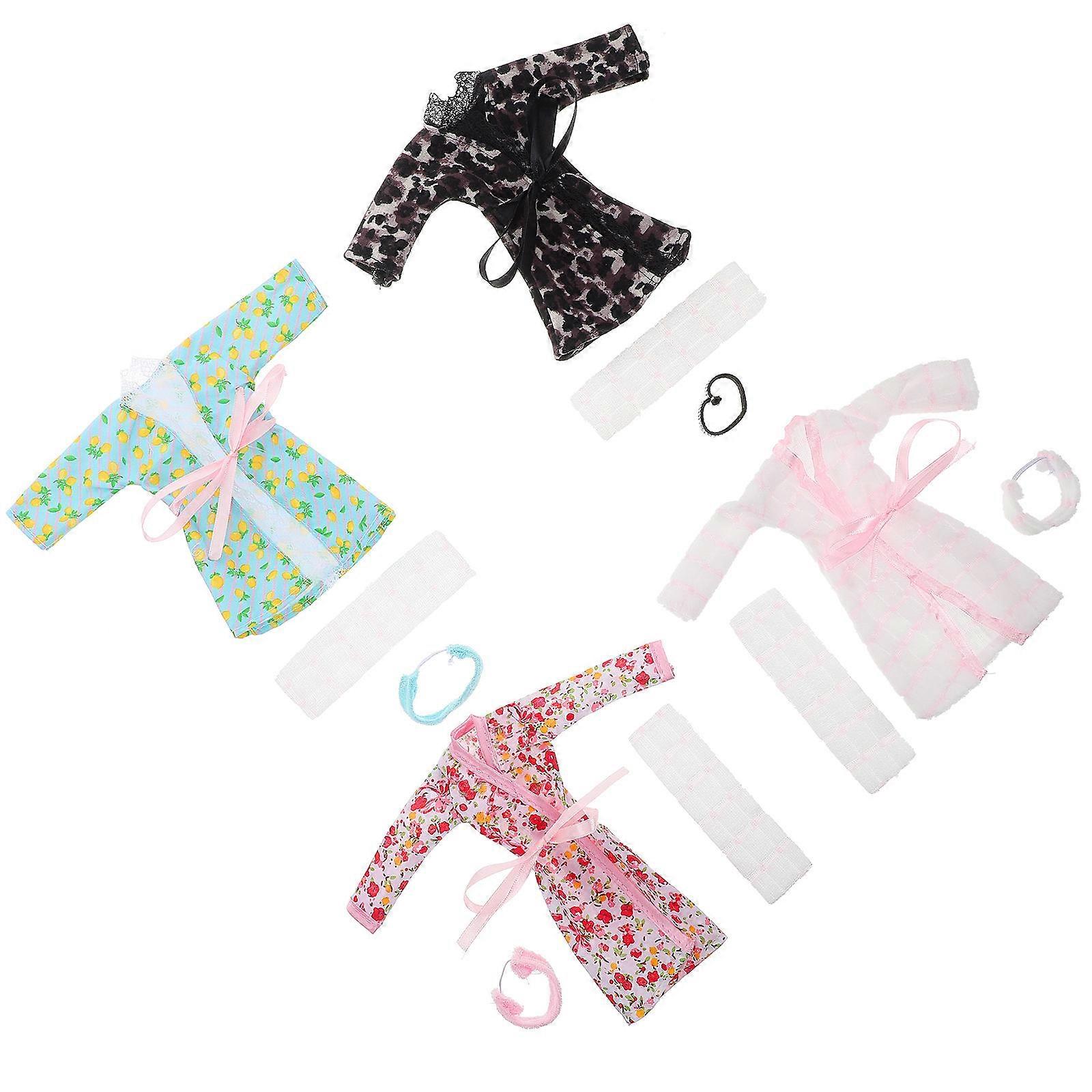 Assorted Color Doll Sleeping Clothes for Doll Pajamas and Bathrobe 4Sets