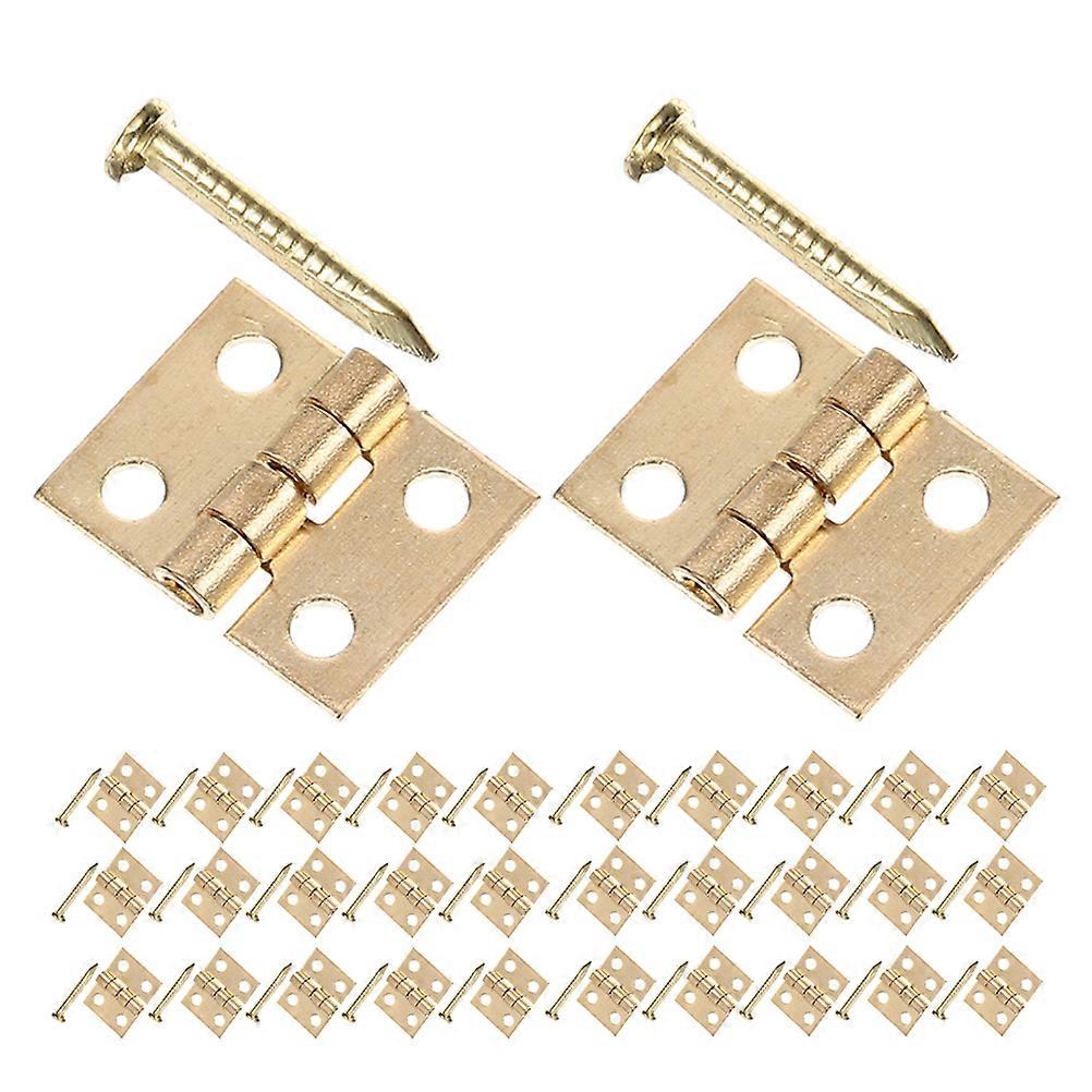 Golden Brass Butt Hinges for Craft Boxes 50Sets with Mounting Screws