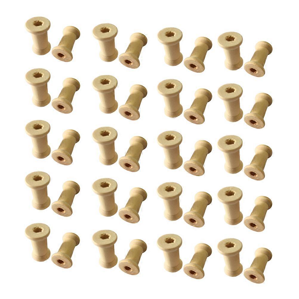 Wood Spools Empty Thread Spools for Craft 120Pcs Beige Craft Bobbins