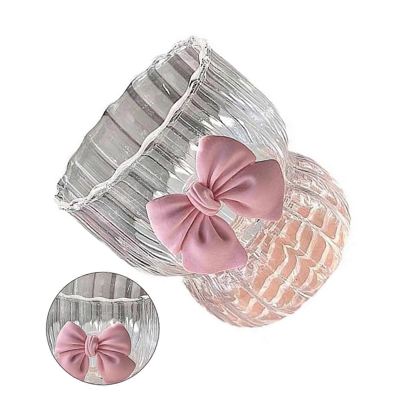 كوب زجاجي مع مادة زجاجية متينة جميلة Bowknot سهلة التنظيف أكواب ماء لطيفة أكواب قهوة صغيرة للشرب للاستخدام الوردي