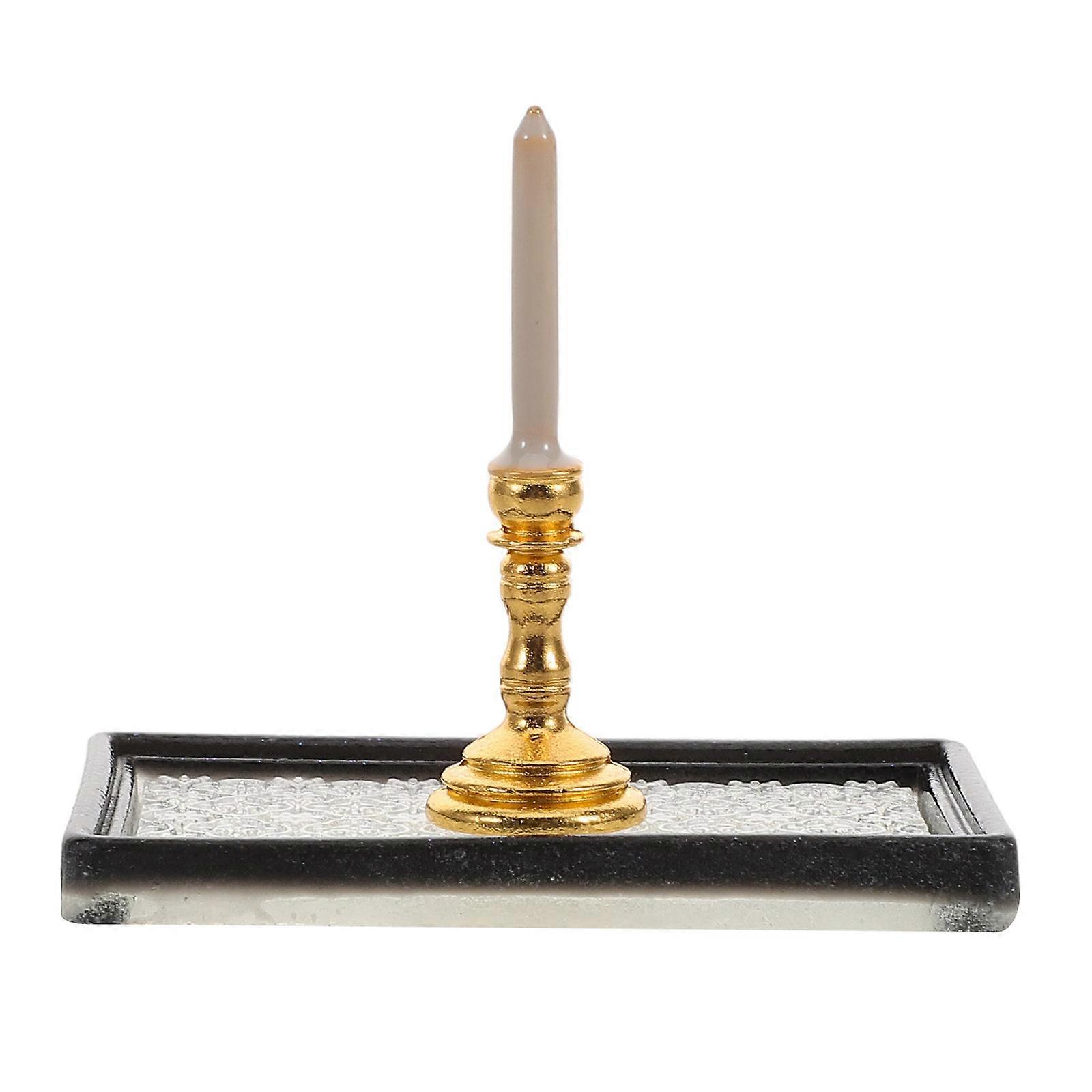 Dollhouse Candlestick Tray with Transparent Design for Miniature Display Scenes