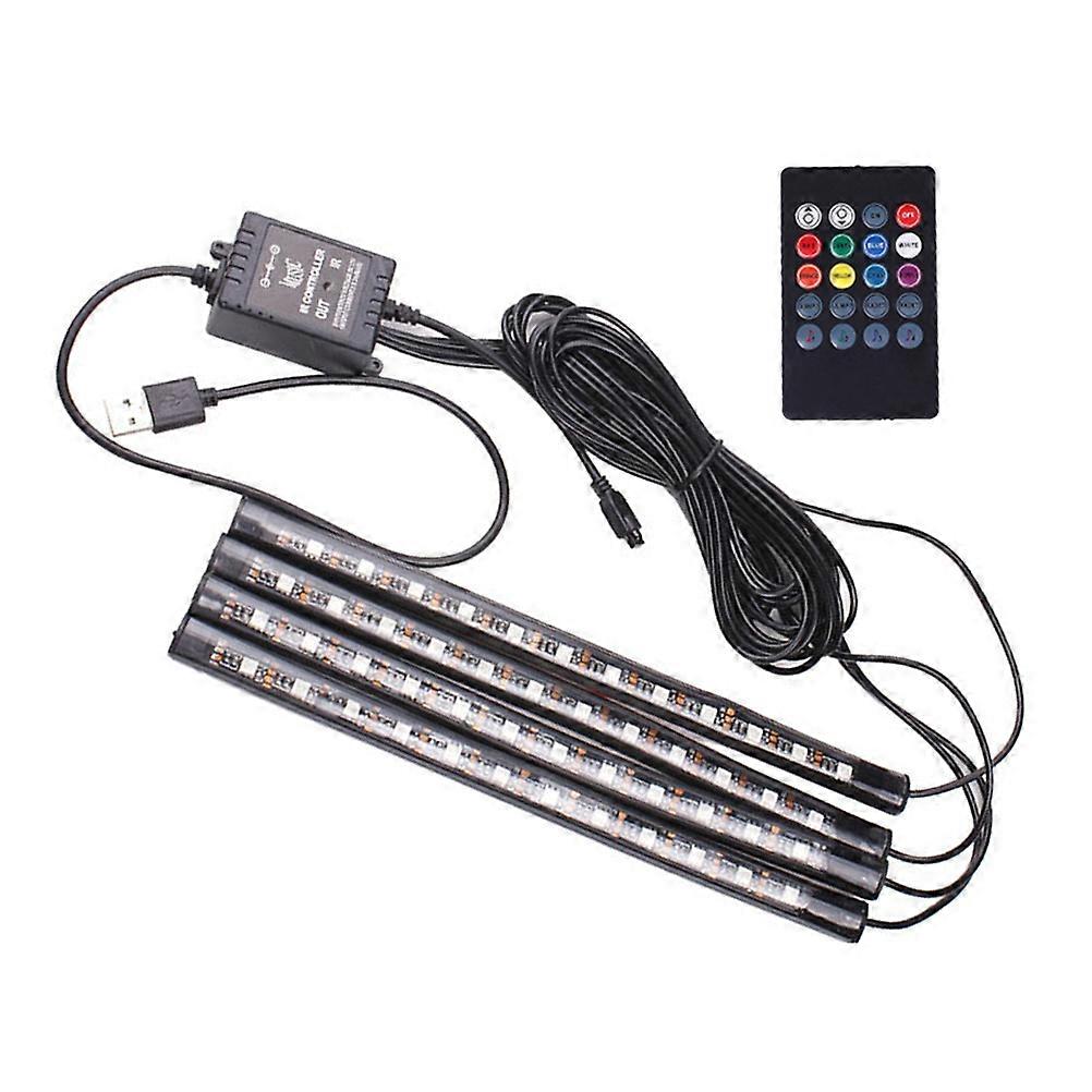 Car Atmosphere Lamp USB Strip Light with Sound Control 3Pcs Set