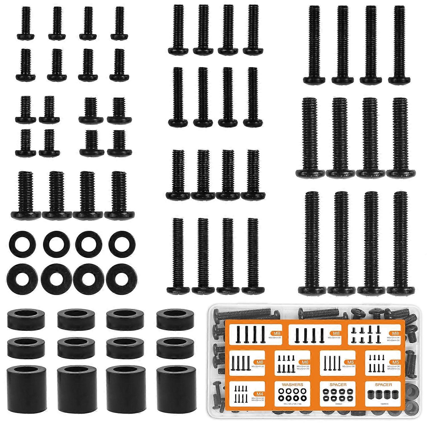 Universal TV Mounting Hardware Kit with Box, M4 M5 M6 M8 Screws and Spacers for Most TVs up to 80'