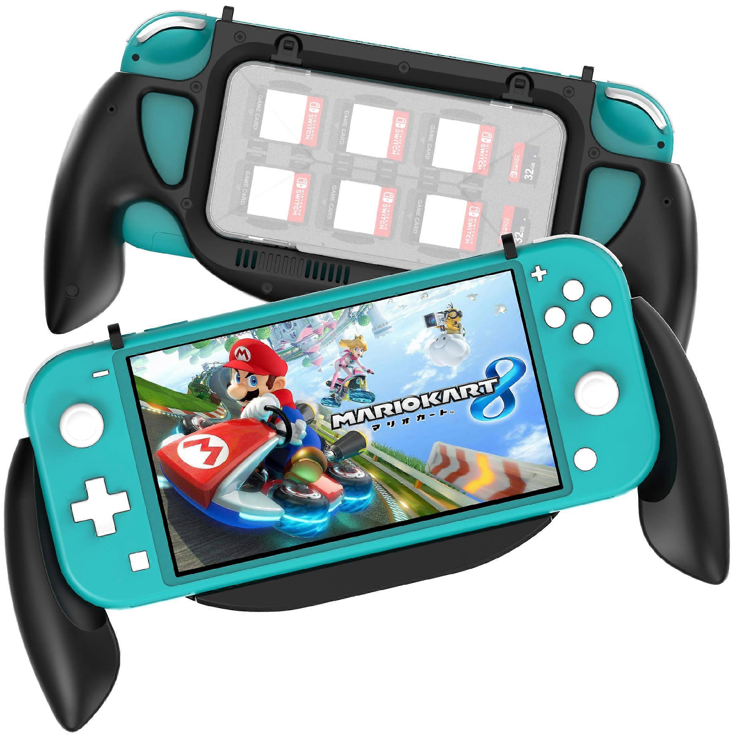 Grip Case with Ergonomic Comfort, Game Storage and Fast Charging Adapter  Black for Nintendo Switch Lite