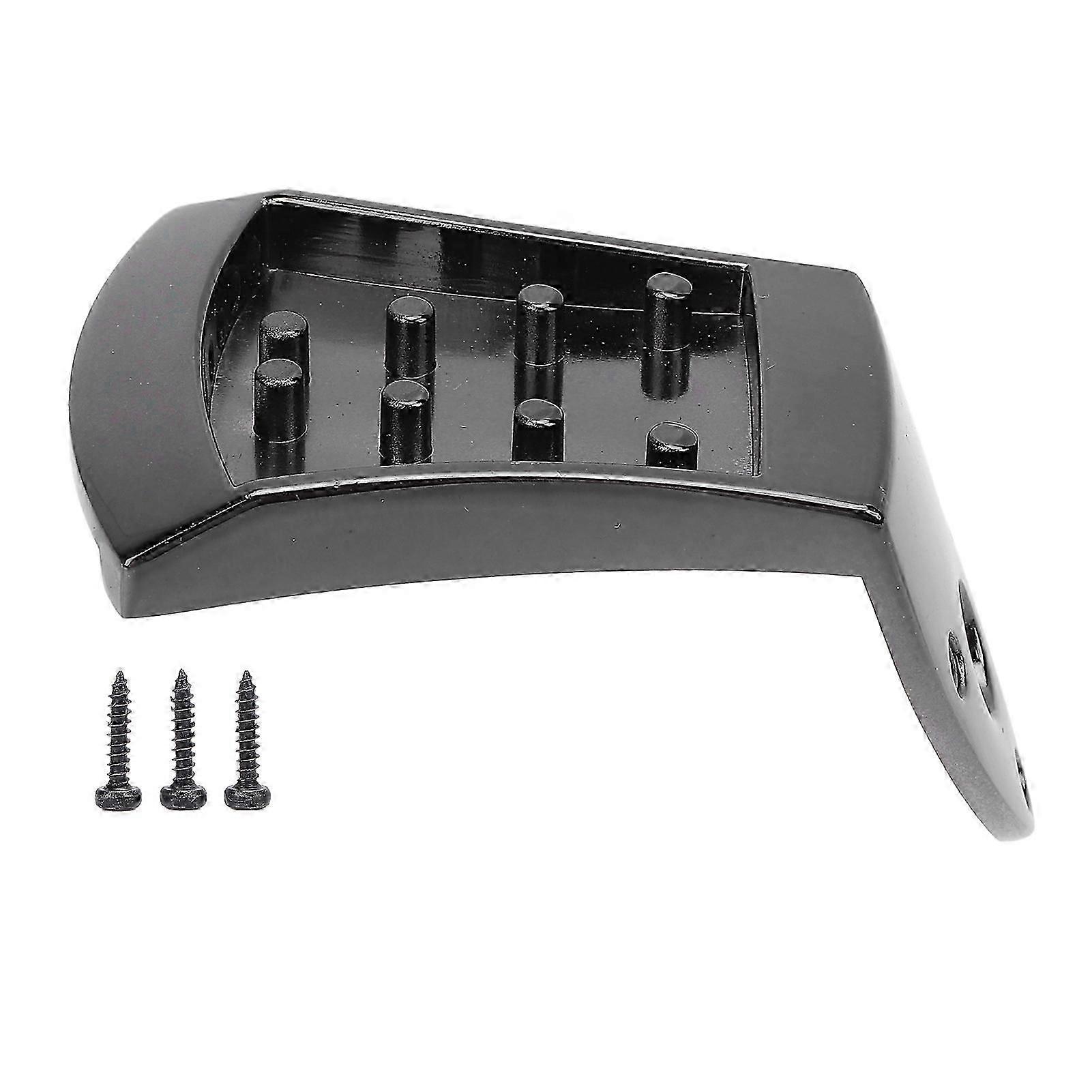 Black metal triangular tailpiece for 8-string mandolin, arched top, with screws