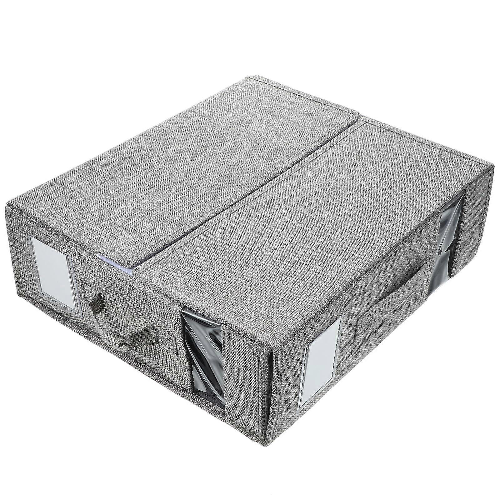 Closet Storage Organizer Fabric Box with Clear Window, Foldable Bedding and Blanket Storage with Zipper Closure