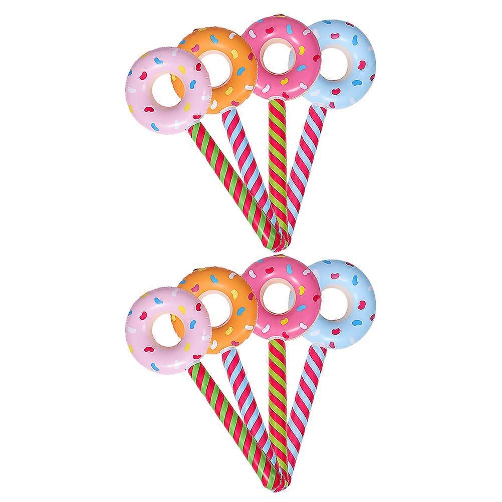 Inflatable Donut Stick Decoration for Candy Themed Party 8Pcs Set
