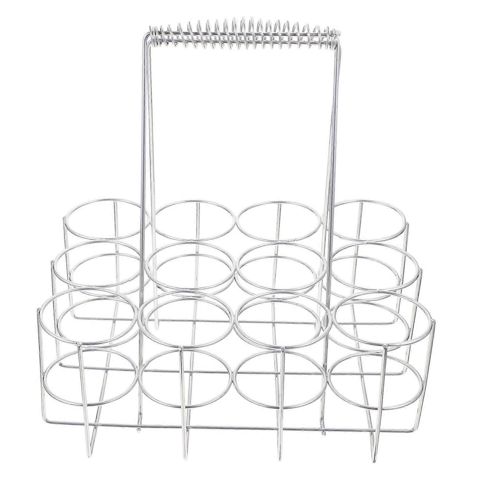 Silver Metal Beer Bottle Carrier with Handle, RustResistant Holder for Home Bar Storage