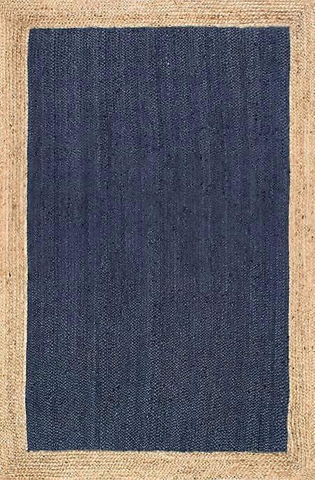 Blue Jute Simple Border Area Rug
