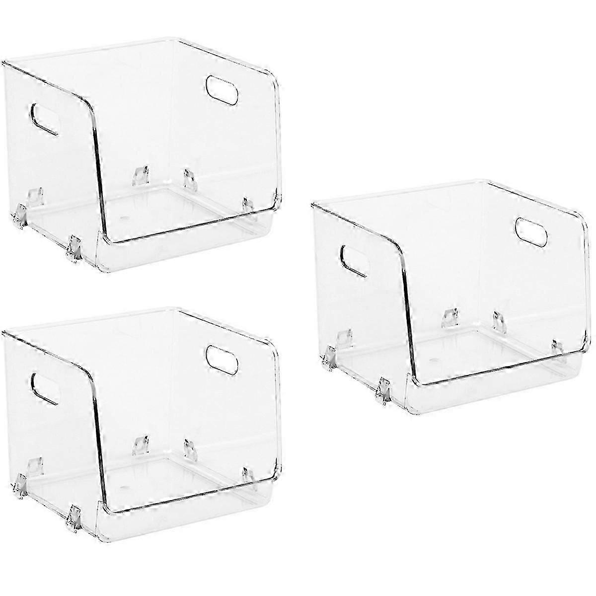 Clear Plastic Organizer with Open Compartments, Stackable Vanity Storage Bins, Small Multipurpose Pantry Organizers