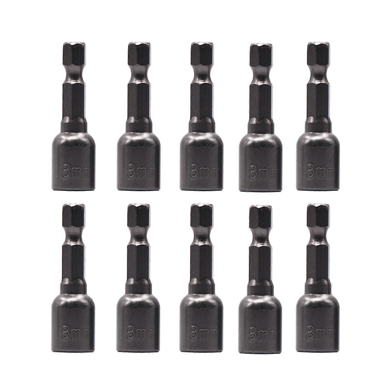 Nut Driver Set 5/16 Inch Magnetic Socket 8mm Hex Adapter Impact Drill Bits 1/4 Inch Shank, 10pcs