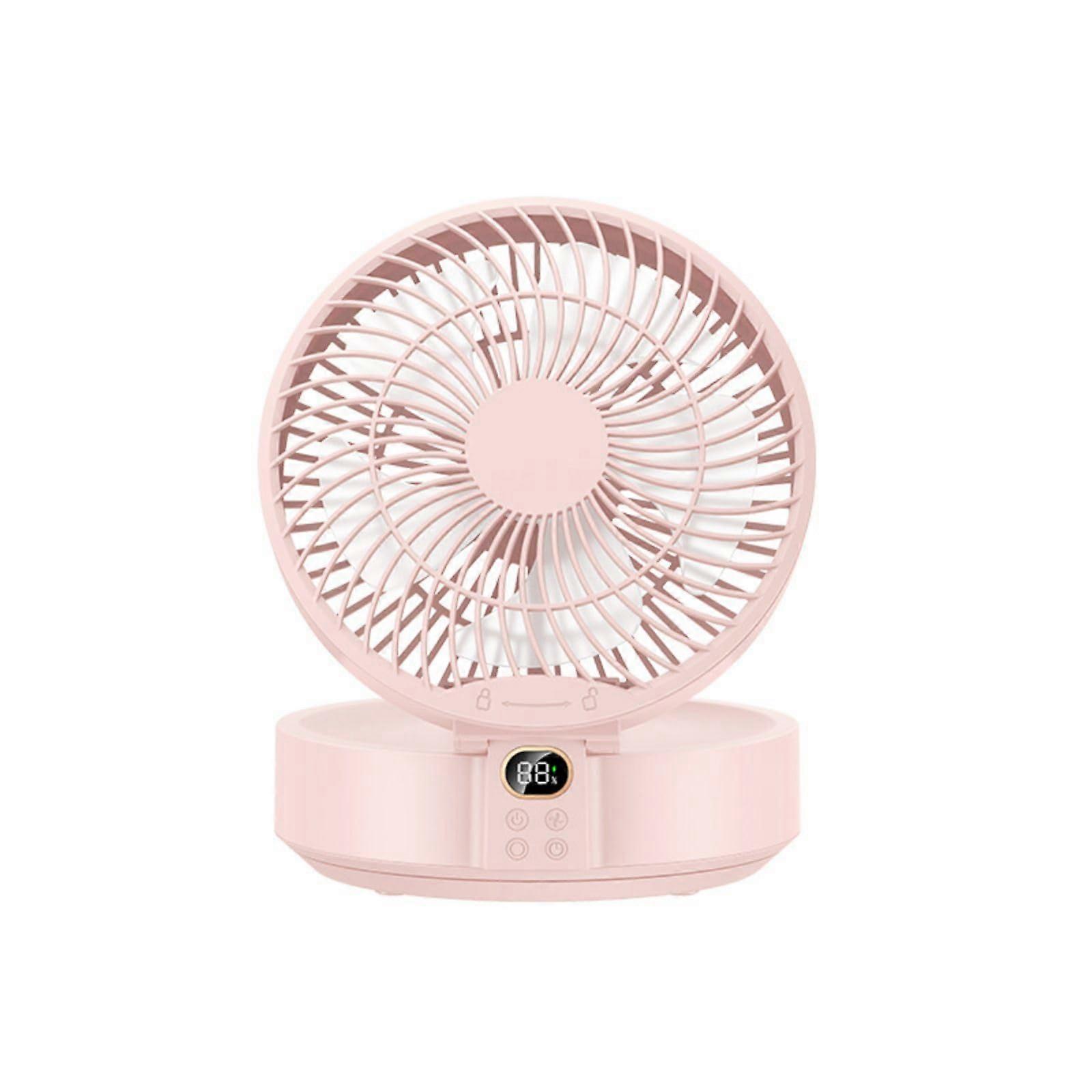 Foldable Wall Mounted and Desktop Fan with Remote, LED Night Light, Quiet Motor, Pink