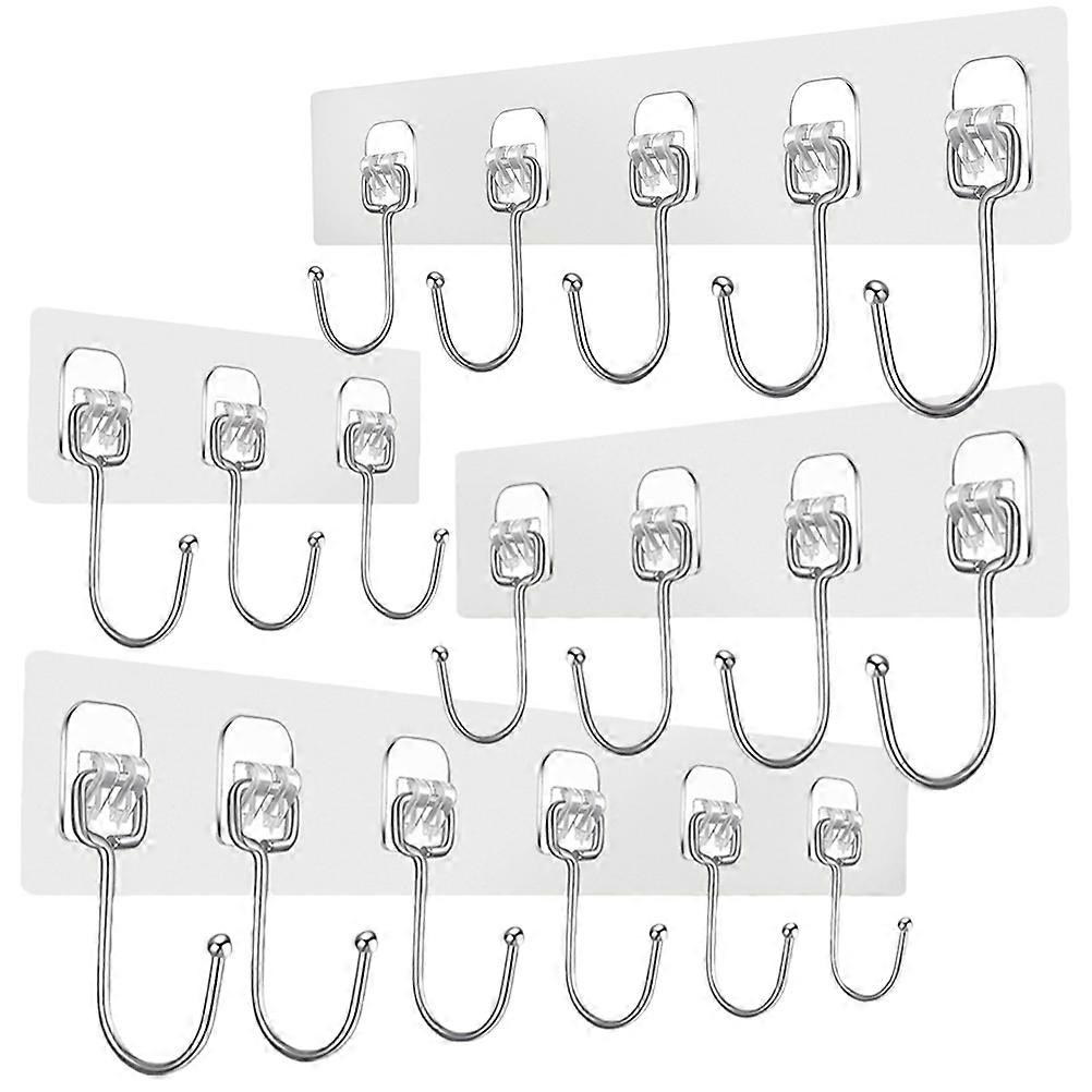 Multifunctional Kitchen Row Hook for Space Saving 4Pcs Transparent Stainless