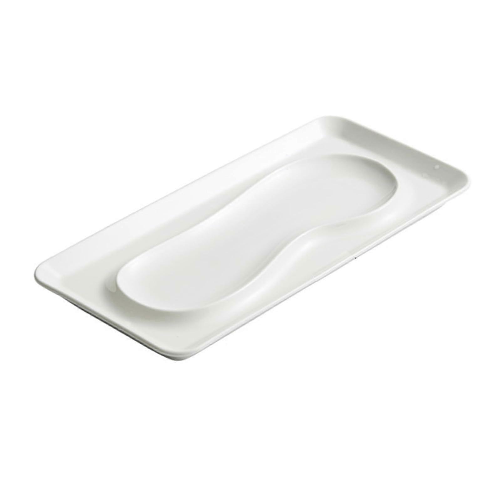 Large Rectangular Ceramic Dinner Plate for Steak and Sandwiches, Microwave Dishwasher Safe, 31x14.8cm White