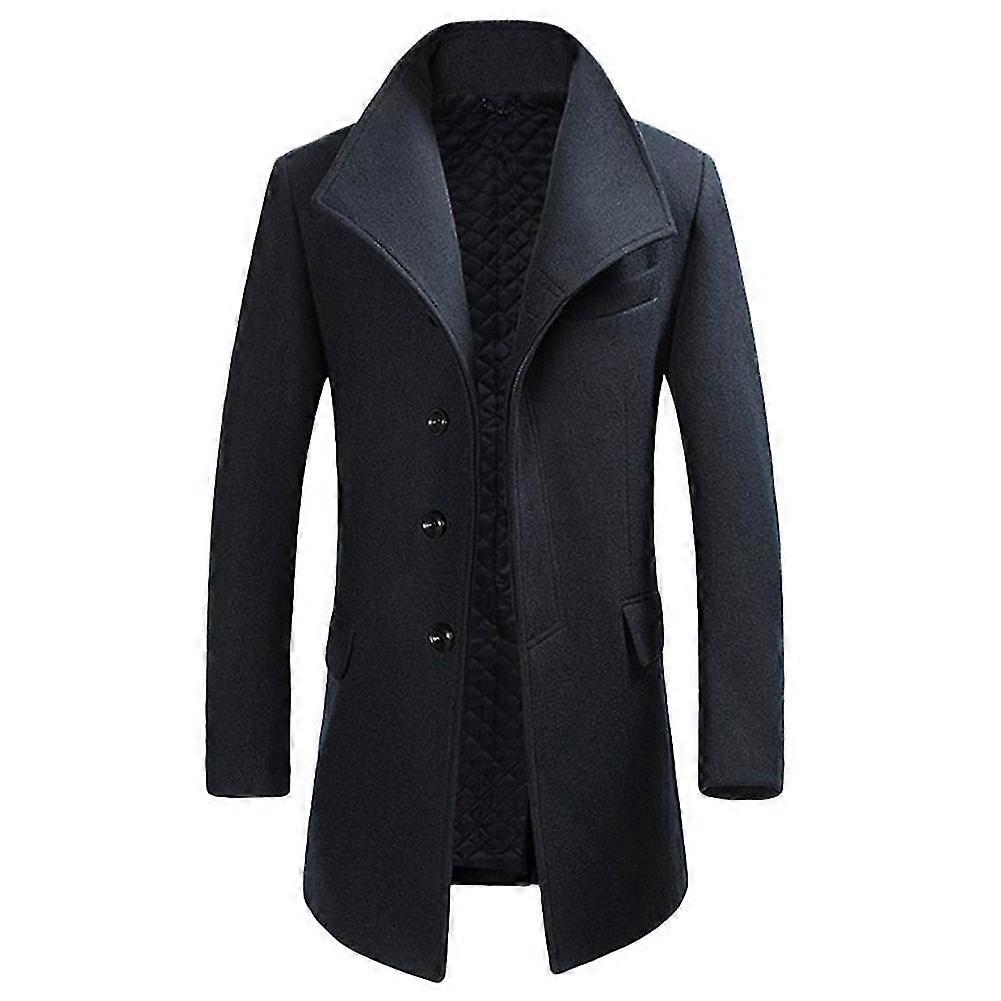 Cloudstyle Men's Thickened Solid Color Lapel Woolen Coat 26s