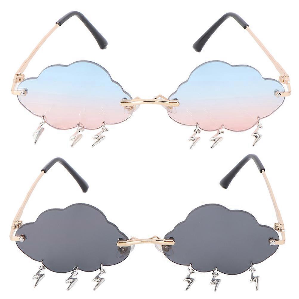 Rimless Sunglasses for Decor 2Pairs Cloud Shape with Assorted Colors