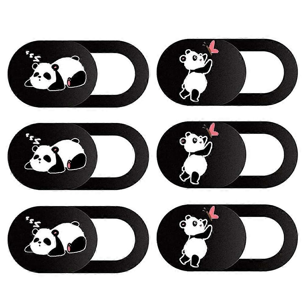 Webcam Cover Slide for Laptop with 6Pcs Black ABS Panda Pattern