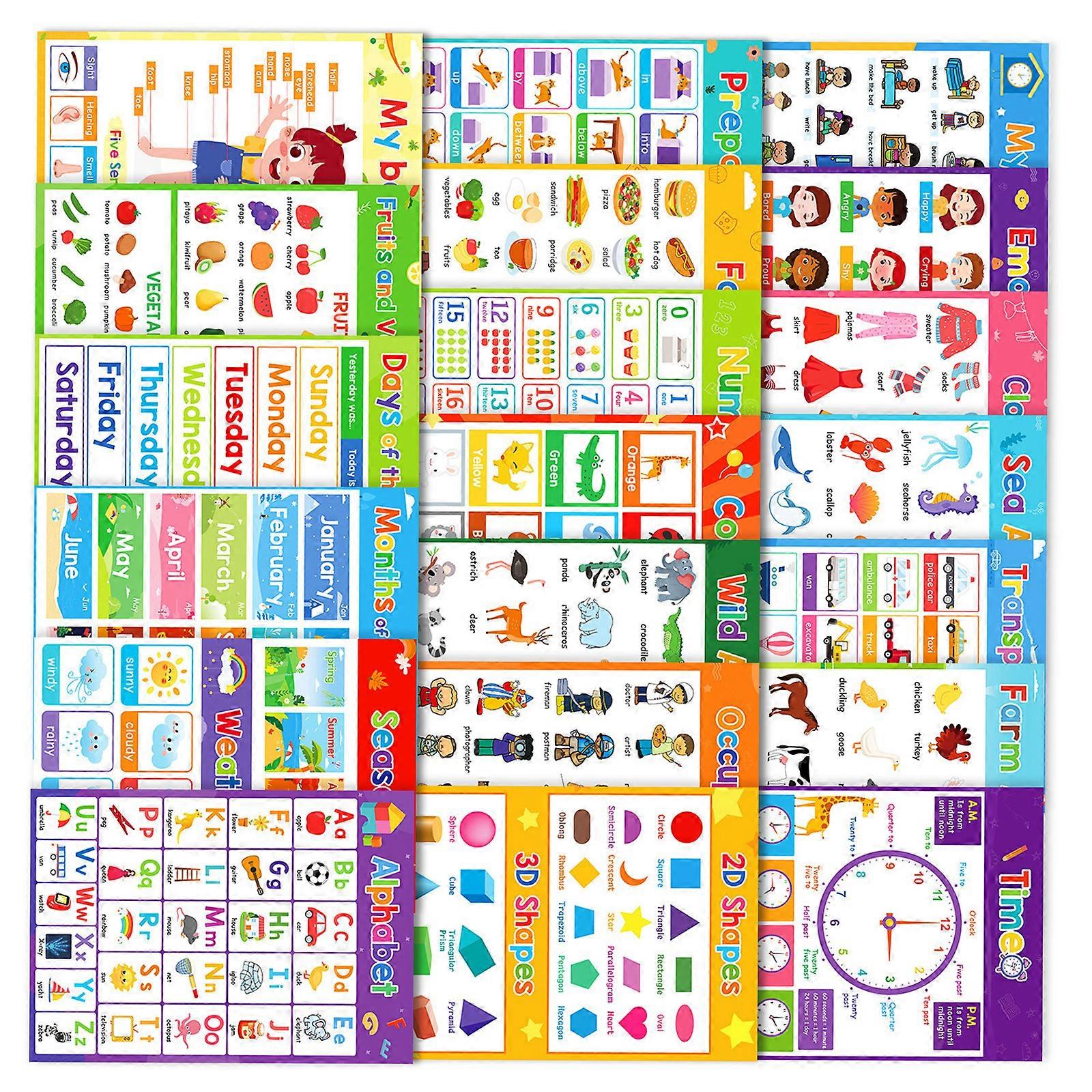 Safe Friendly Printed Posters Set for Language Learning Including Multi Language Support and Safe Materials for Students Multicolor