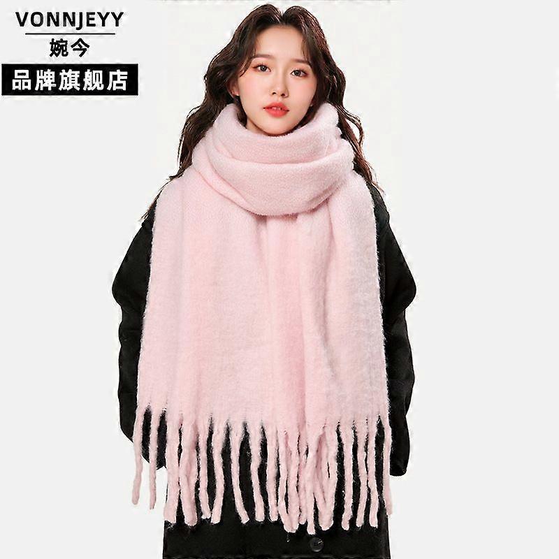 Solid color boucle yarn women's autumn and winter scarf
