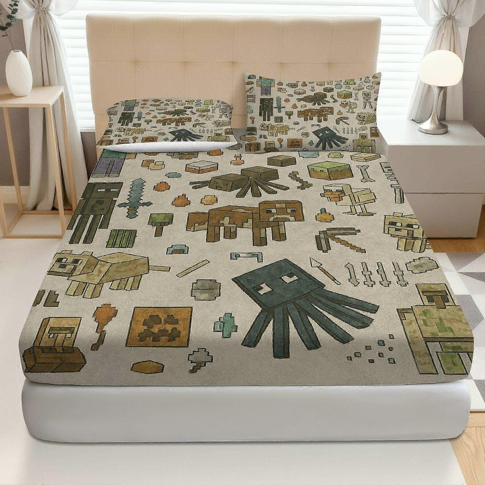 3pcs Video Game Geek Adventure Fitted Sheet Set  Coreless Holiday Theme