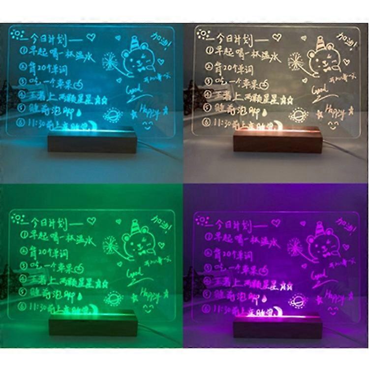 Acrylic Desktop Note White Notepad Erase Board with LED Light Deskboard