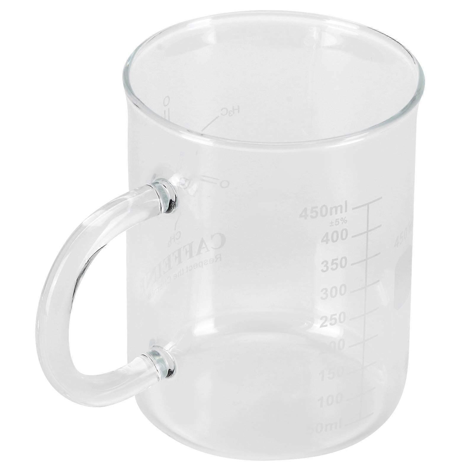Glass Measuring Cup Borosilicate Coffee Mug with Handle, Heat Resistant Beaker with Scale