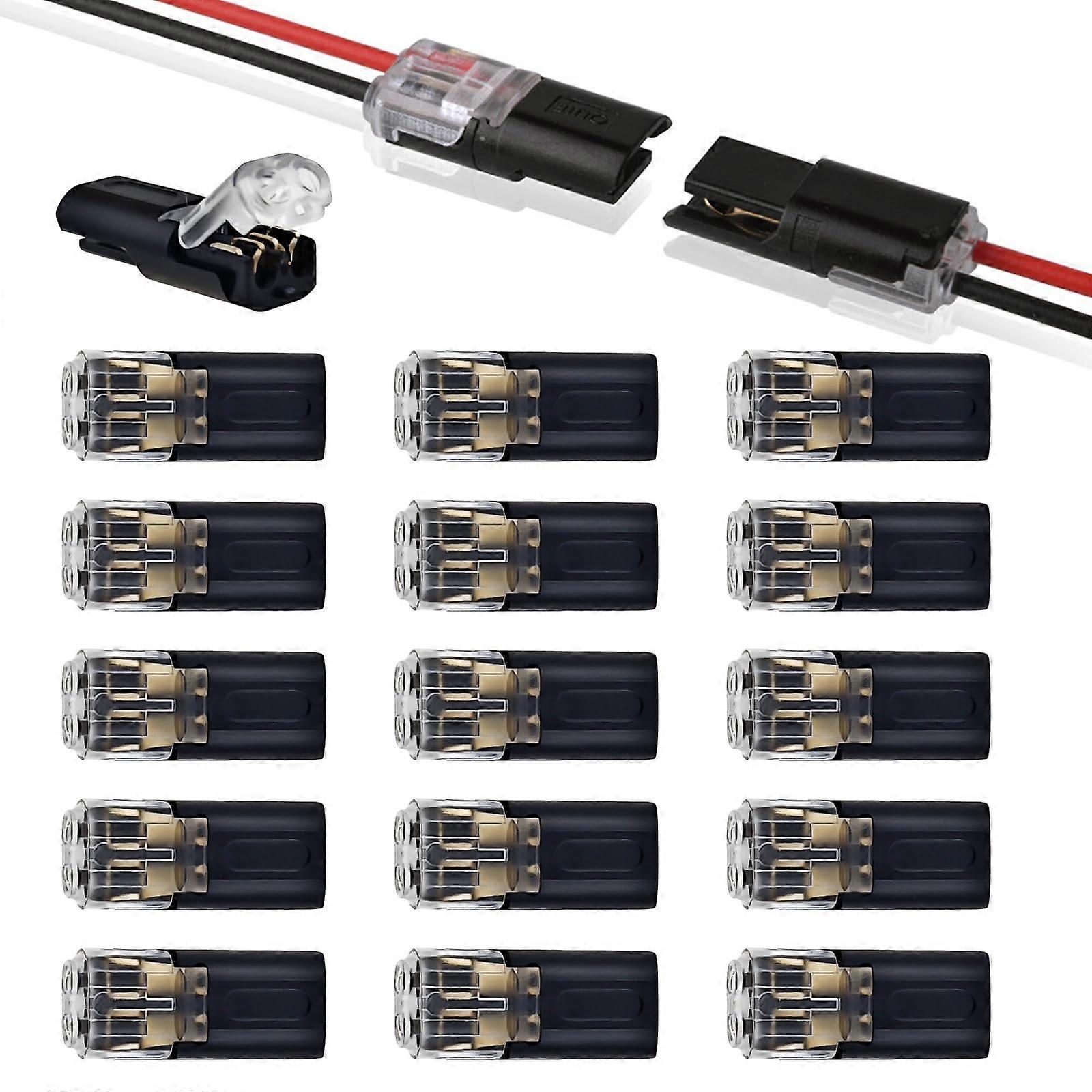 25PCS 2 Pin LED Strip Light Connectors with Locking Buckle, Quick Low Voltage Wire Connection Set