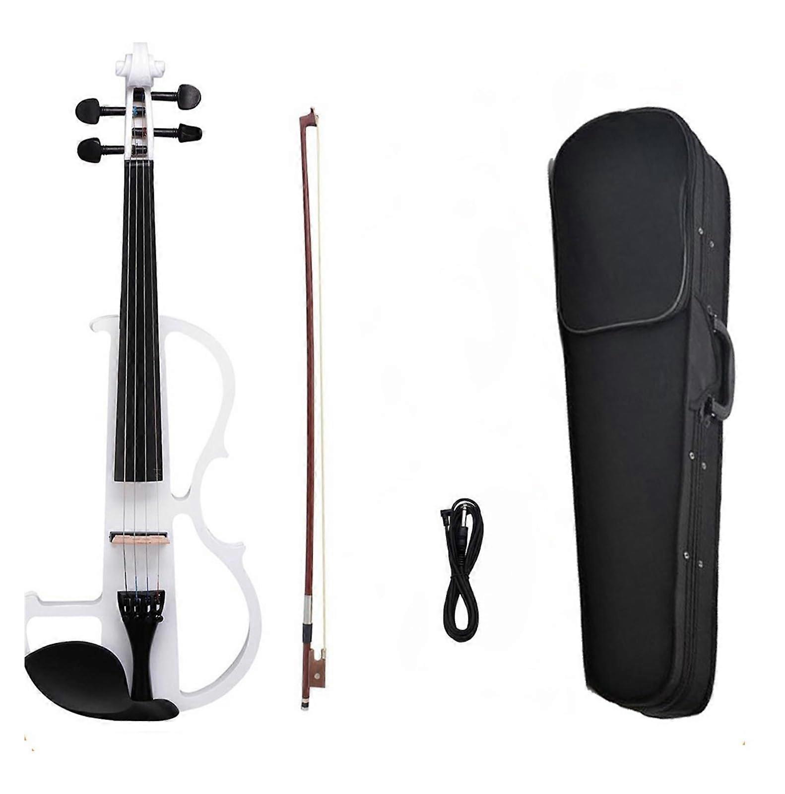 4/4 Full Size Electric Silent Violin Starter Kit Solid Wood Warm Tone with Case and Bow