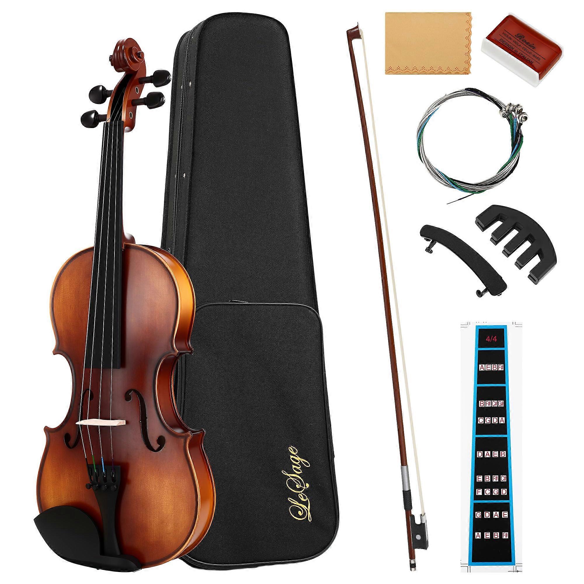 4/4 Full Size Acoustic Violin Kit for Beginners and Adults with Bow, Strings, Case