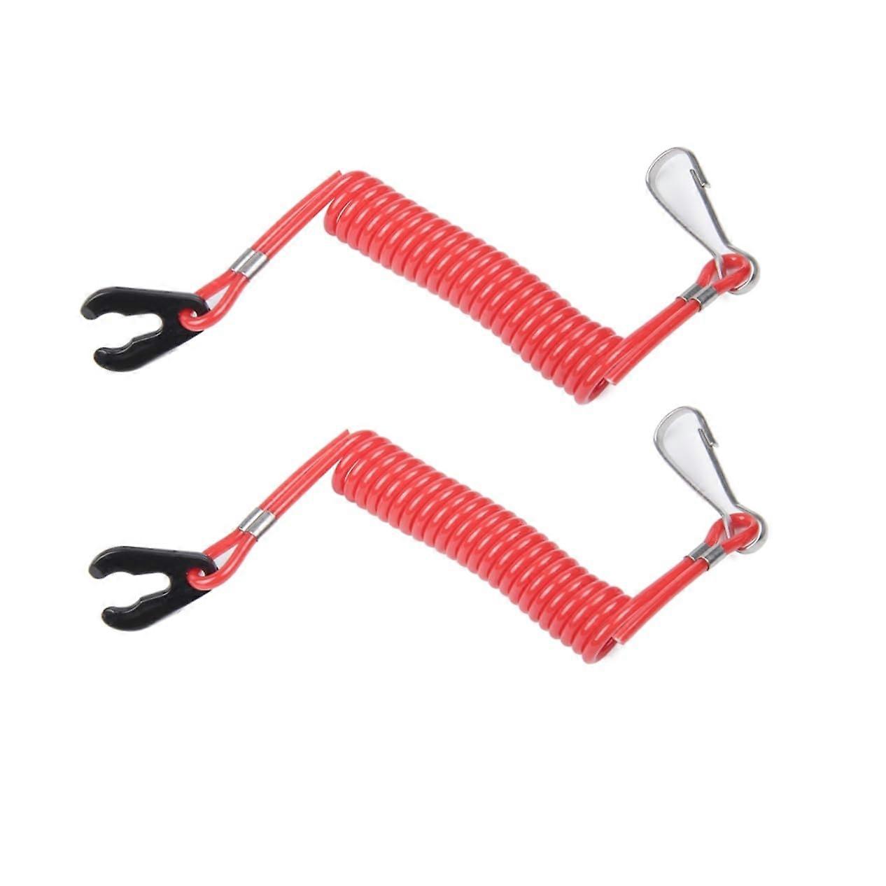 2pcs Outboard Motor Kill Switch Lanyard with Waterproof Durable Clip for Boat Engine Safety