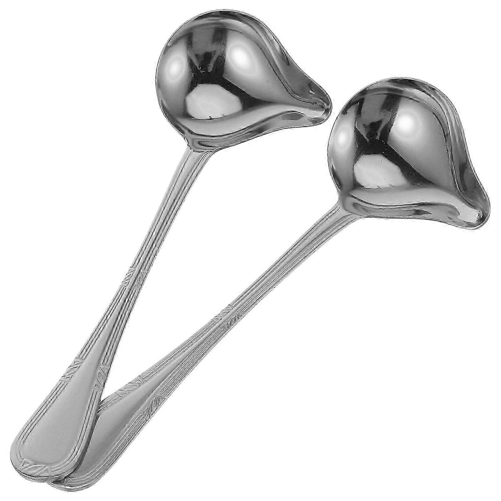 Silver Stainless Steel Gravy Spoon for Kitchen Use with 2Pcs Set