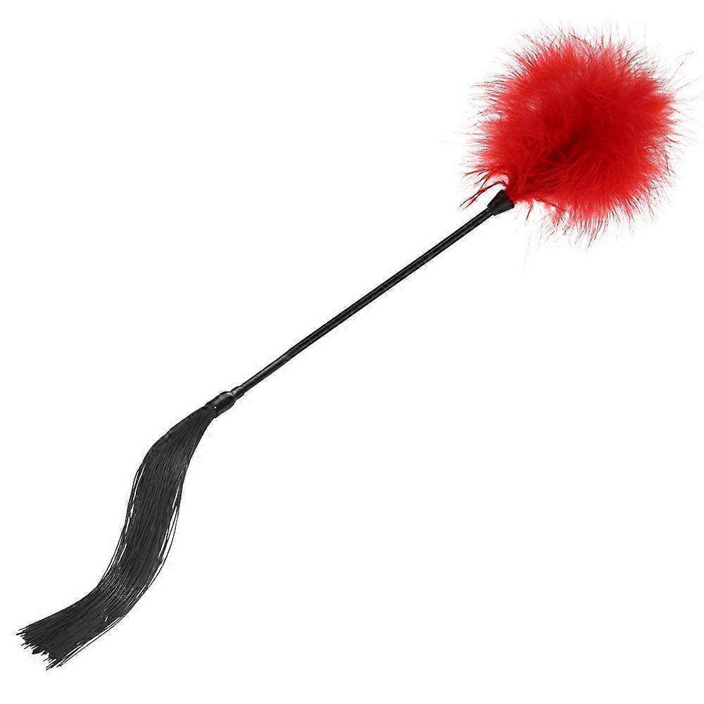 Sex Feather Whip with Silicone Soft Teasing Feather Combo for Couples Foreplay Red MultiColor