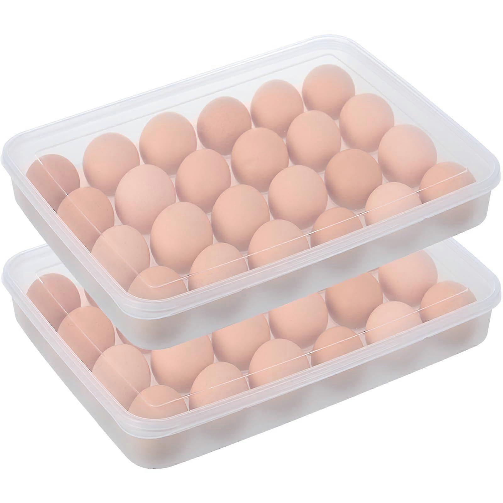 Deviled Egg Containers with Lids (Set of 2), Stackable Plastic Egg Holder for 48 Eggs, Refrigerator Clear Egg Storage Rack to Keep Fresh