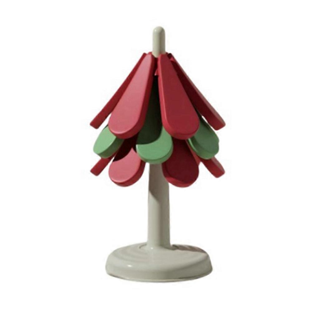 Anti Scald Christmas Tree Table Mat Foldable Dishes Insulation Pad Silicone Coaster Round Base