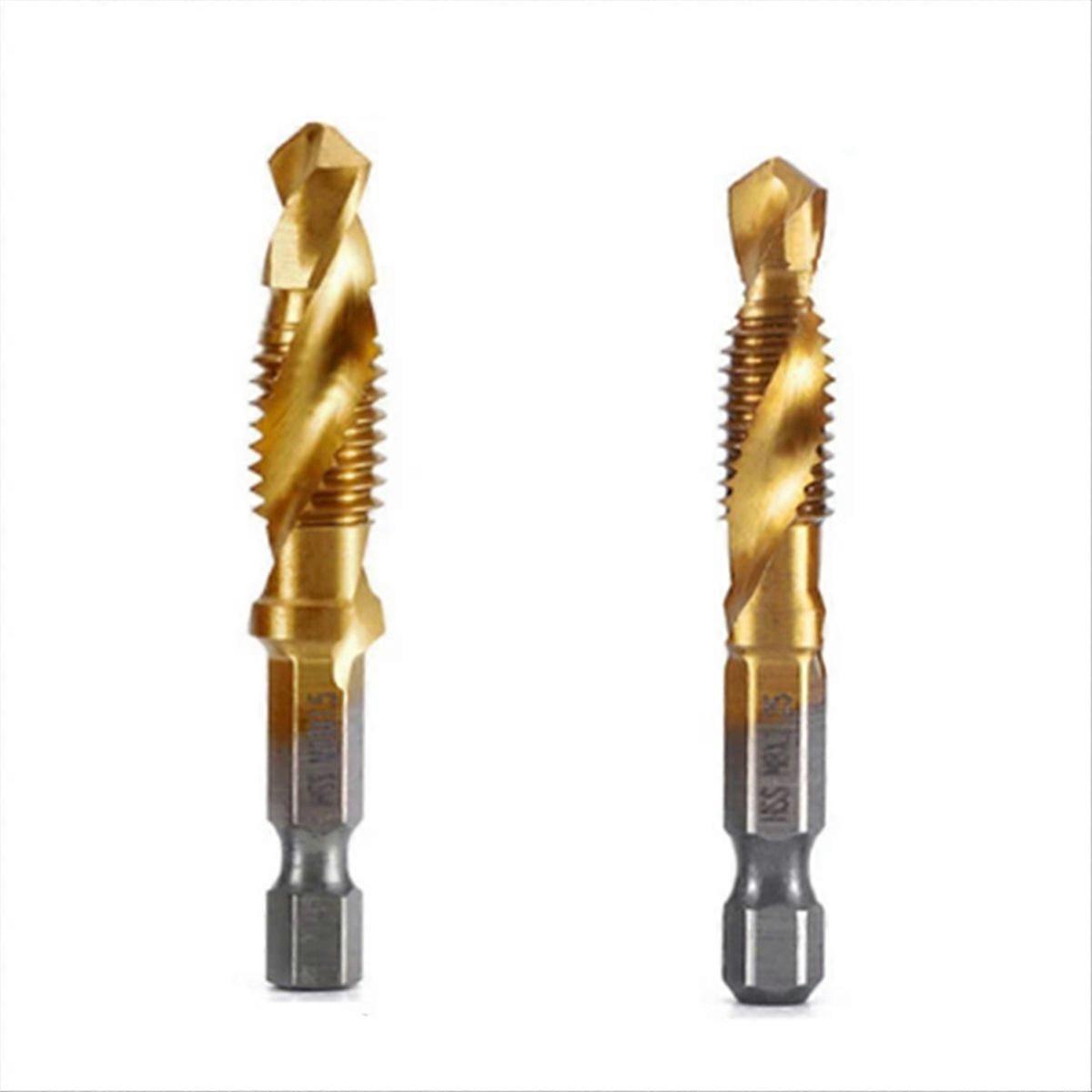 M8 M10 Hex Shank Titanium Plated Screw Thread Metric Tap Drill Bits