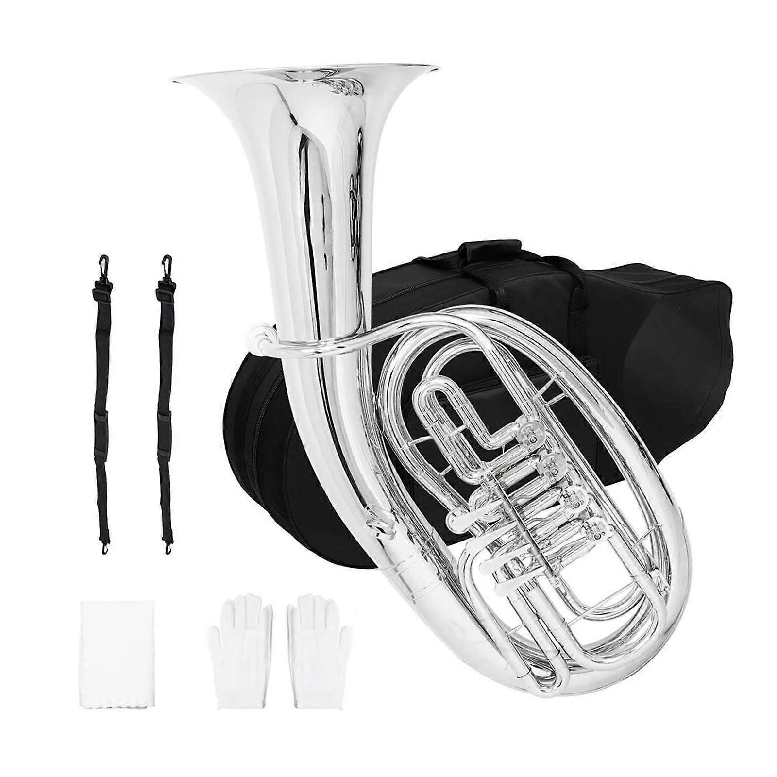 Professional 4 Valve Brass Euphonium for Beginners and Students with Bright Balanced Sound