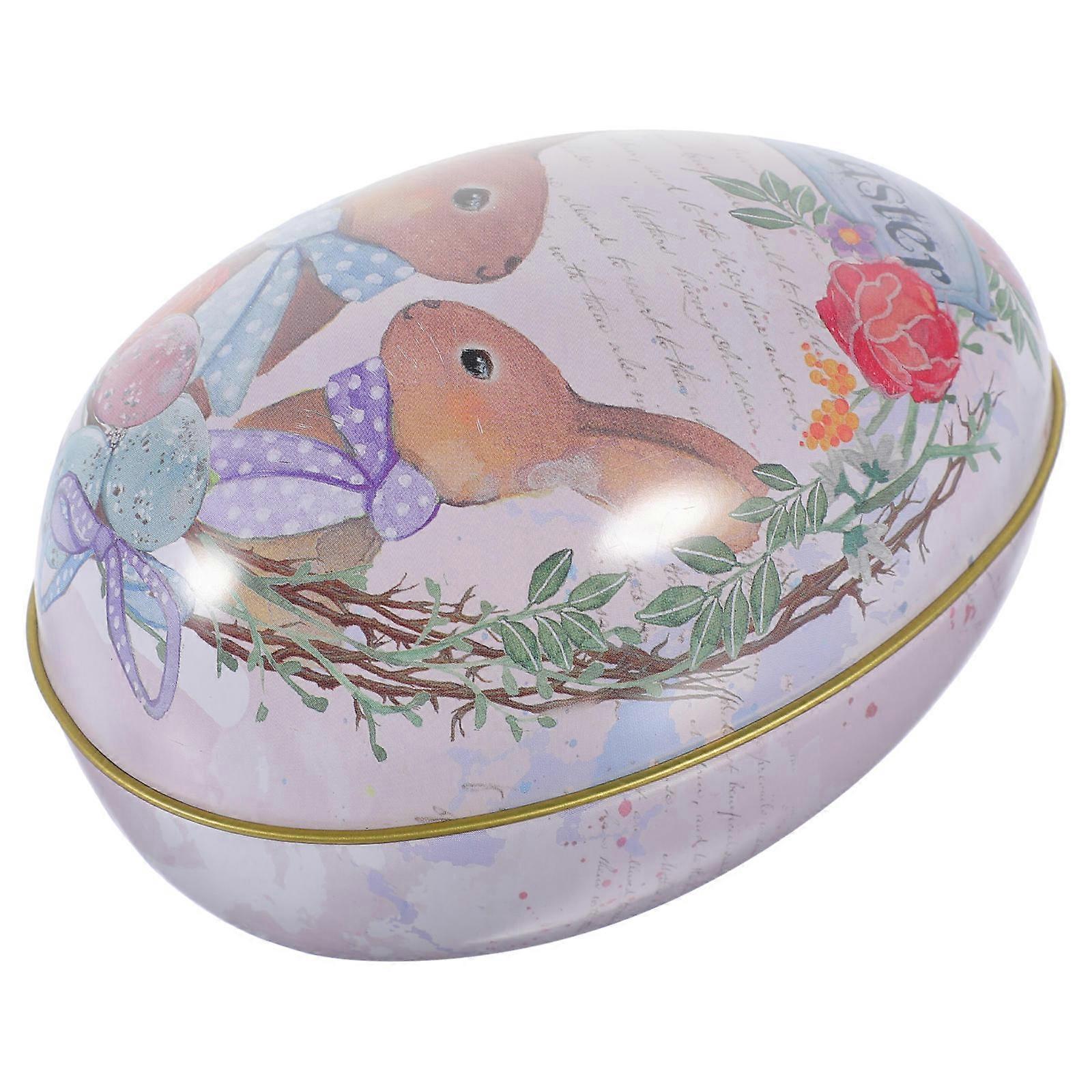 Easter Celebration Candy Container Tinplate Candy Box Egg Shape Gift Packaging 1Pcs