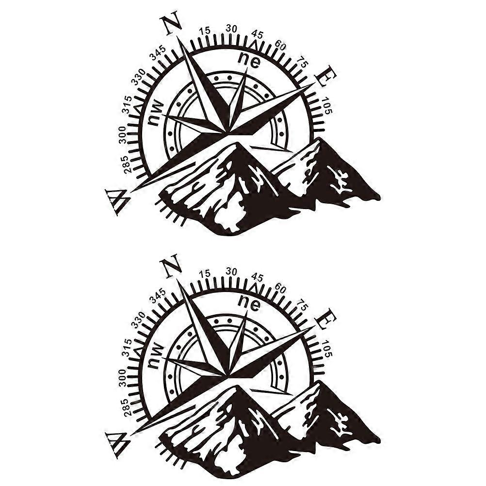 Mountain Pattern Sticker Durable Compass Car Sticker for Decoration 2Pcs PVC