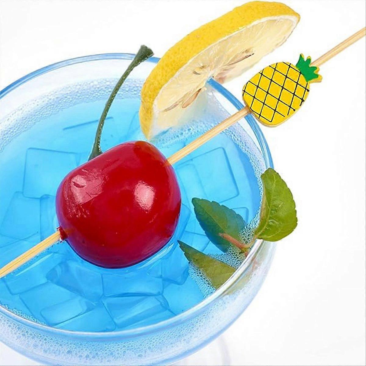 Cocktail Picks Handmade Bamboo Toothpicks 100Pcs 4.7 Inch Pineapples