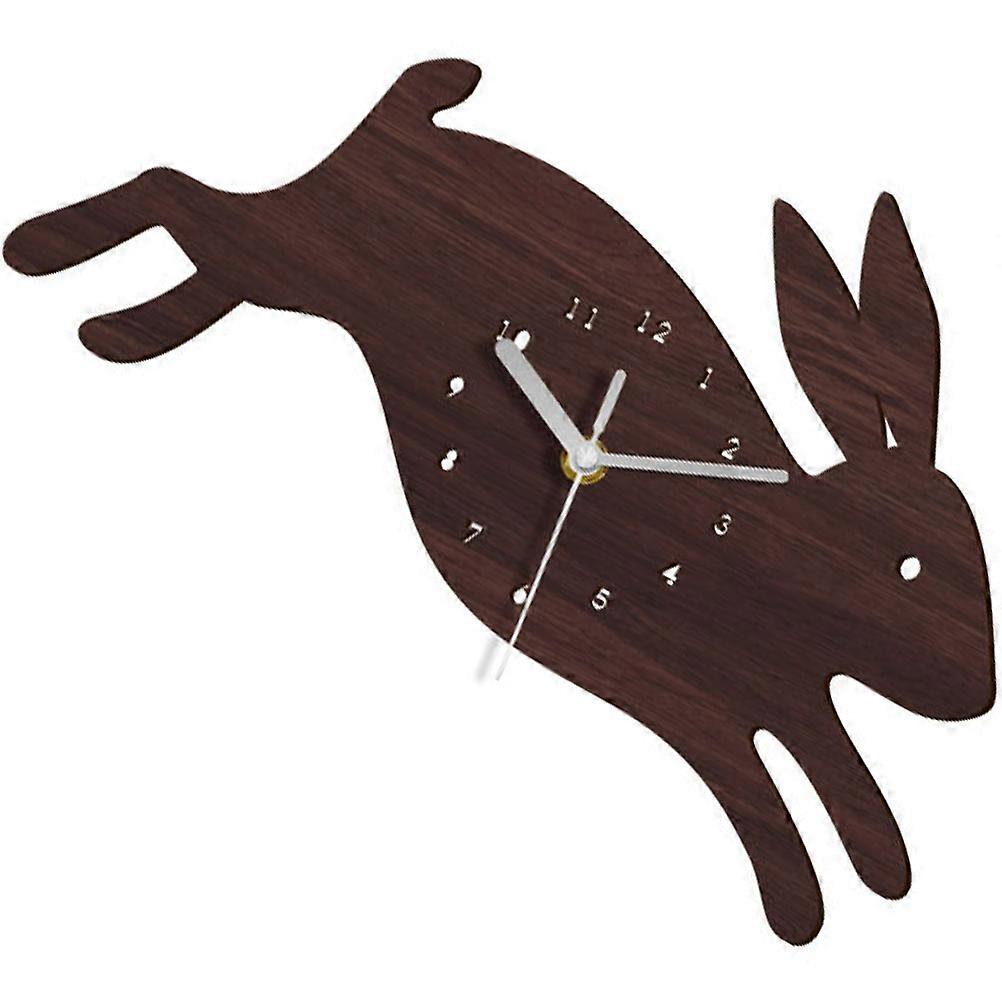 Coffee Wood Rabbit Shaped Wall Clock Mute Wall Hanging Clock 1 Piece