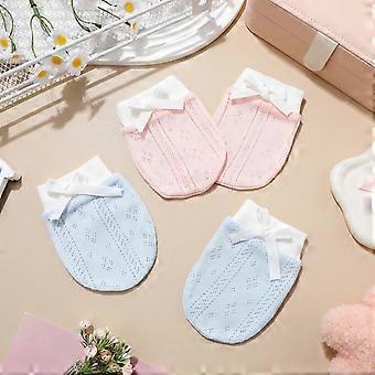 2 pares de luvas de algodão para bebê, previnem arranhões, confortáveis ​​de usar, multicoloridas