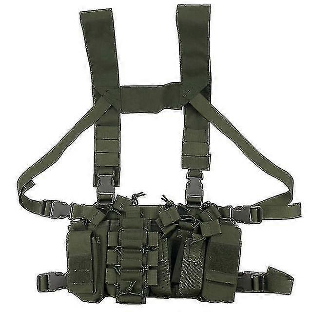 Black Tactical Radio Pocket Chest Rig Bag - Nylon, Adjustable Strap, For Police/Work