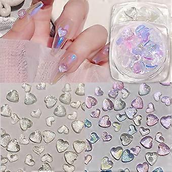 Nail Art Rhinestones MultiSize 3D Heart Nail Charms with Bright Crystal Shine for Acrylic and Gel Nails