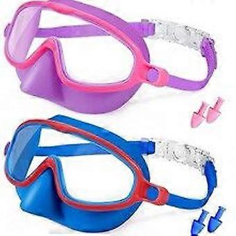 Swim Goggles with Nose Cover, 2 Pack Wide View Diving Mask Anti-Fog UV No Leak Toddlers Swimming Goggles for Kids 3-15