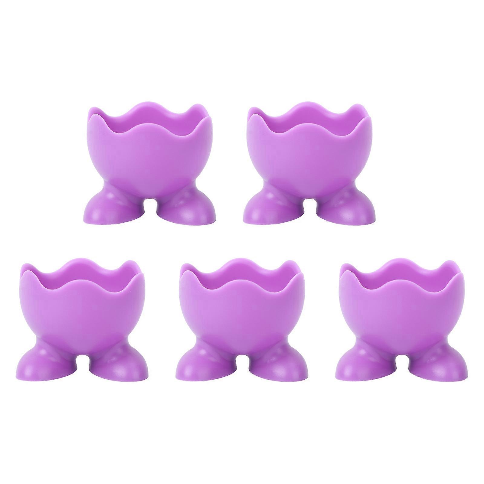 5Pcs Silicone Egg Cup Holders Boiled Egg Serving Cups (Random Color)