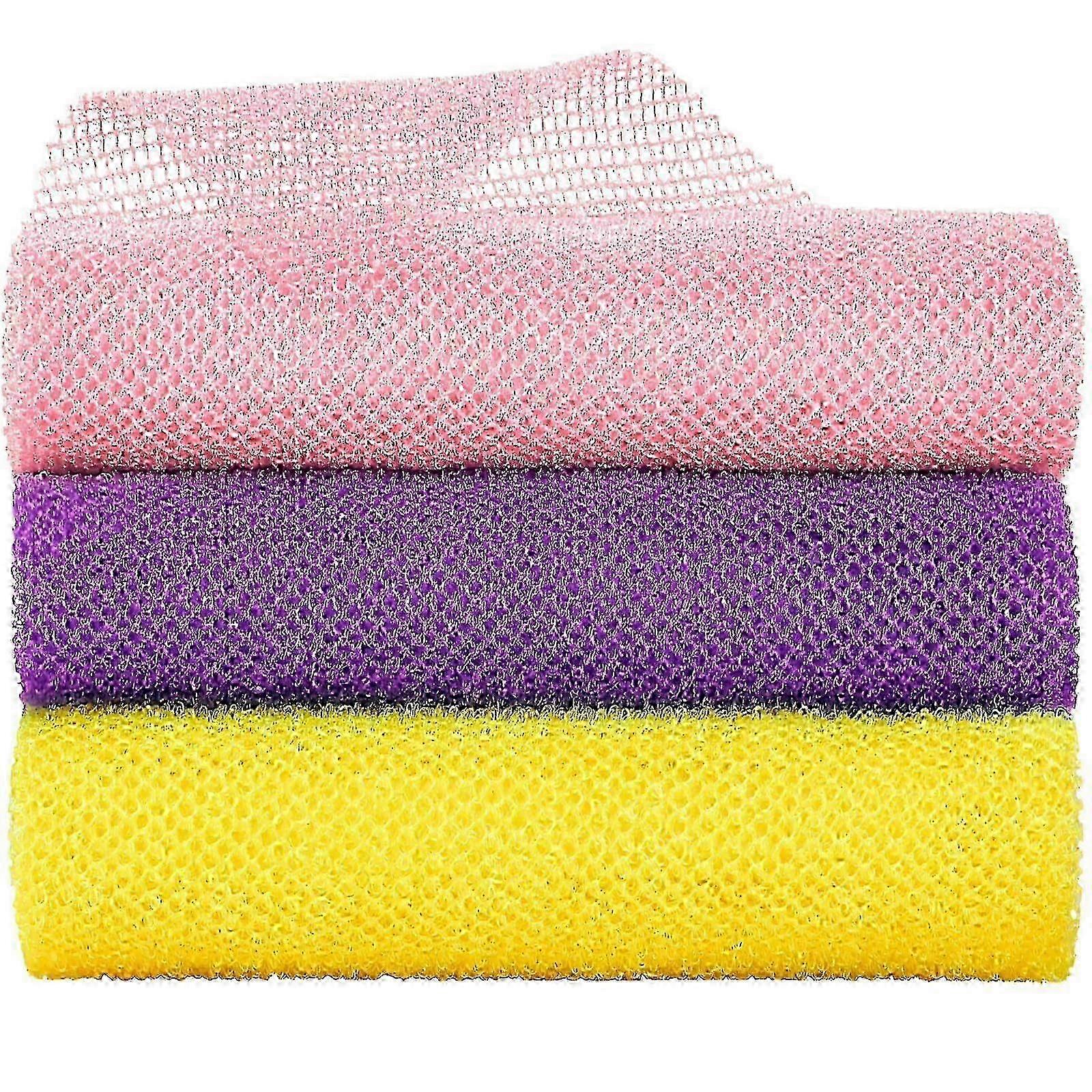 3 Pieces Exfoliating Net Compatible with Shower or Bath