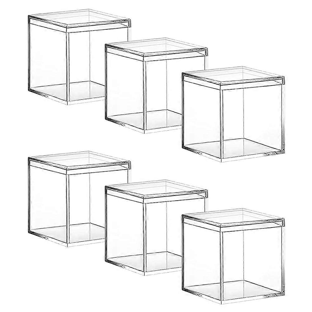 Acrylic Packaging Box Clear Candy Box for Storage 6Pcs Transparent Cube Boxes